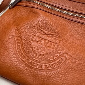 Ralph Lauren Leather Crossbody Bag - Embossed Crest | Saddle Brown